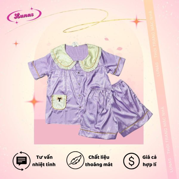 SET ĐỒ NGỦ LỤA XƯỚC CỔ REN TÚI NƠ