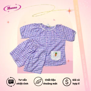 Đồ Ngủ Họa Tiết Caro Có Túi Chất Liệu Cotton