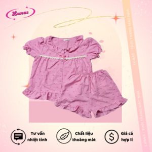 Set Đồ Ngủ Họa Tiết Nơ Màu Hồng