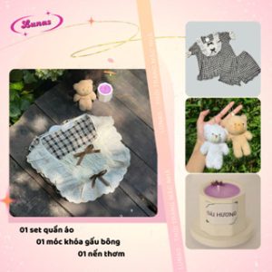 COMBO YÊU THƯƠNG Dành Cho Các Nàng ( Set Đồ Mặc Nhà + Nến Thơm + Móc Khóa Gấu Bông)